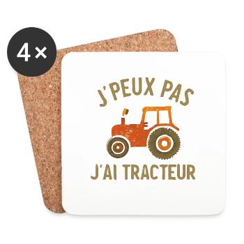 I can't I have tractor humor farmer farm - Coasters (set of 4) - white - Front