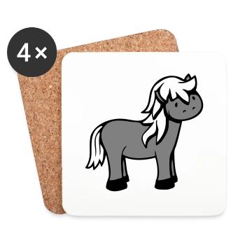 Pferd Süß Pony Fohlen Pferdemädchen Niedlich Comic - Untersetzer (4er-Set) - Weiß - Vorne