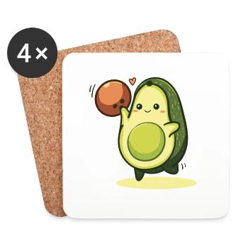 Avocado Bowling – Kawaii Sport Vegan Healthy - Untersetzer (4er-Set) - Weiß - Vorne