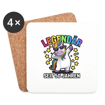 Legendary for 50 years – Unicorn Party - Coasters (set of 4) - white - Front