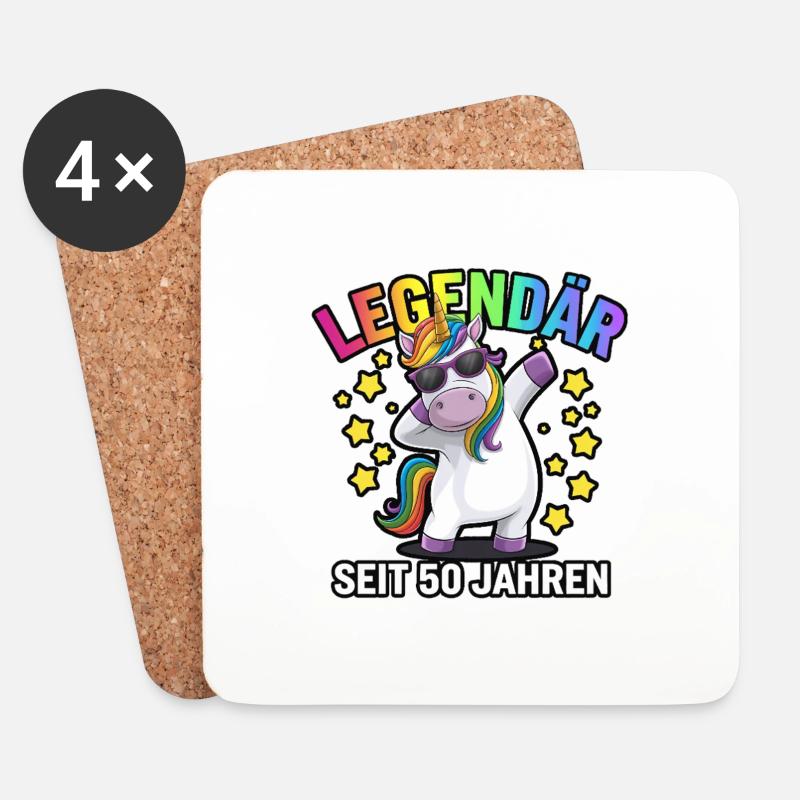 Legendär seit 50 Jahren – Einhorn Party - Untersetzer (4er-Set) - Weiß