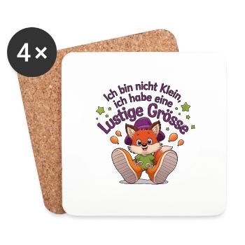 Ich bin nicht klein – lustiger Fuchs-Spruch - Untersetzer (4er-Set) - Weiß - Vorne