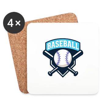 Logo de baseball - Dessous de verre (lot de 4) - blanc - Devant