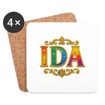 Paillettes dorées IDA - Dessous de verre (lot de 4) - blanc - Devant