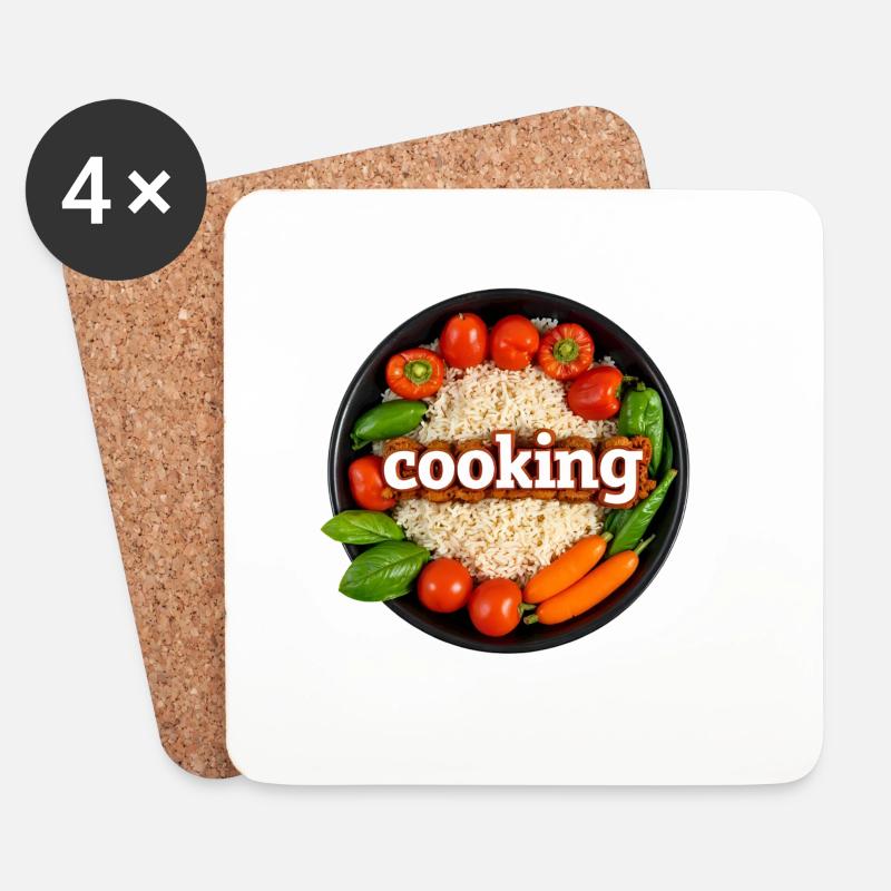 Kulinarisches Kochen mit Frischem Gemüse - Untersetzer (4er-Set) - Weiß