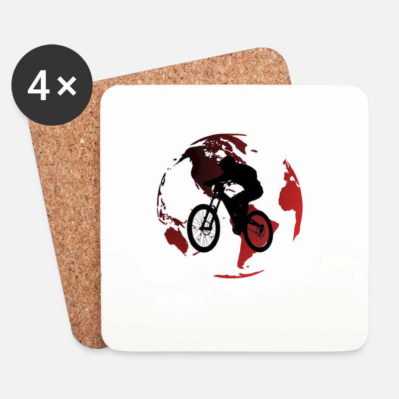 Mountain biking on Globe Rouge - Coasters (set of 4) - white