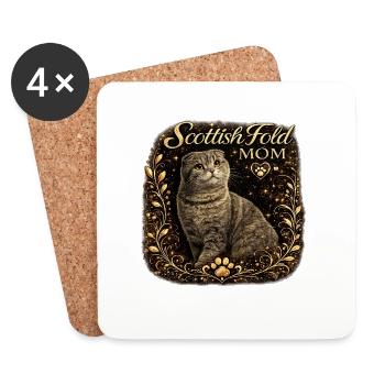 Cadre en or Scottish Fold Mama - Dessous de verre (lot de 4) - blanc - Devant