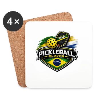 Pickleball BRAZIL - Coasters (set of 4) - white - Front