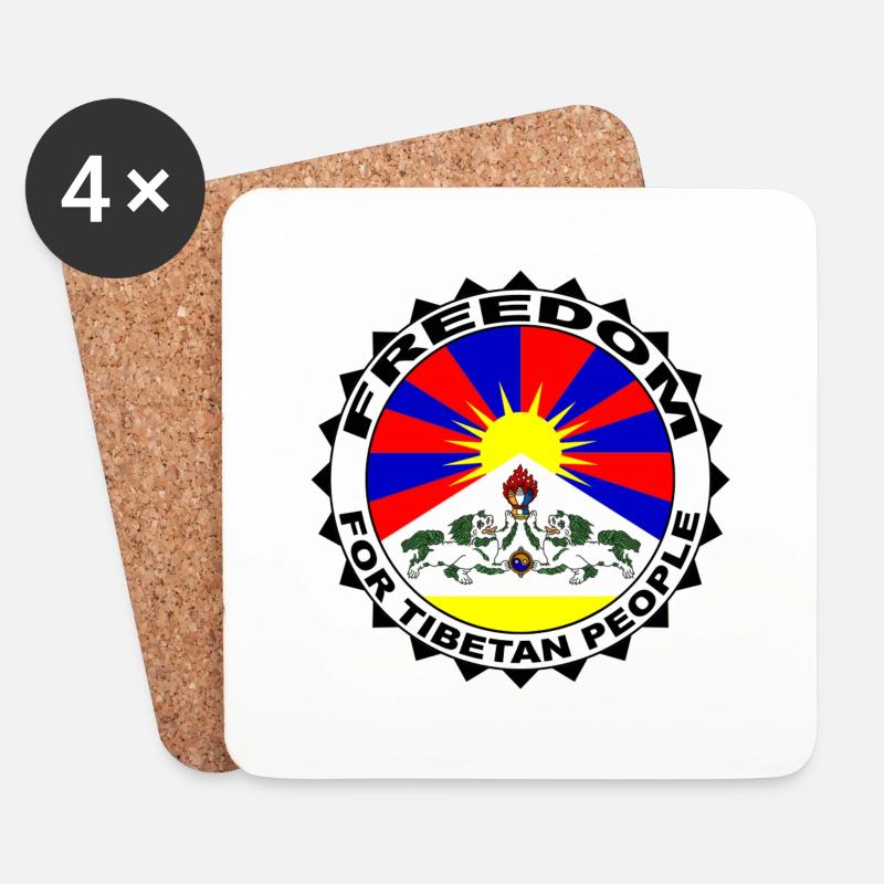 Free Tibet - Untersetzer (4er-Set) - Weiß
