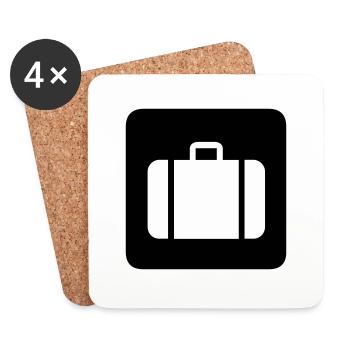 valise,voyage,aéroport,Gare ferroviaire - Dessous de verre (lot de 4) - blanc - Devant
