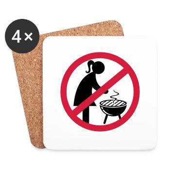 NO GIRLS ON GRILL - Coasters (set of 4) - white - Front