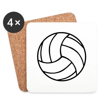 Volley-ball, volley-ball de plage - Dessous de verre (lot de 4) - blanc - Devant