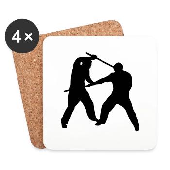 Stickfight Silhouette - Untersetzer (4er-Set) - Weiß - Vorne