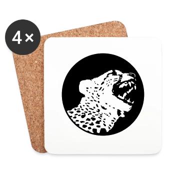 Leopard (1c) - Dessous de verre (lot de 4) - blanc - Devant