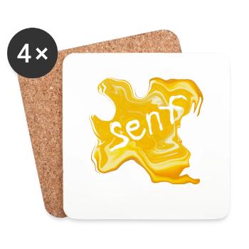 Senf-fleck - Untersetzer (4er-Set) - Weiß - Vorne