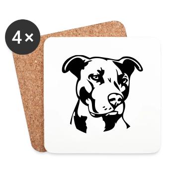 Pitbull einfarbig - Hund Kampfhund - Untersetzer (4er-Set) - Weiß - Vorne