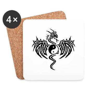 Yin Yang Dragon - Coasters (set of 4) - white - Front