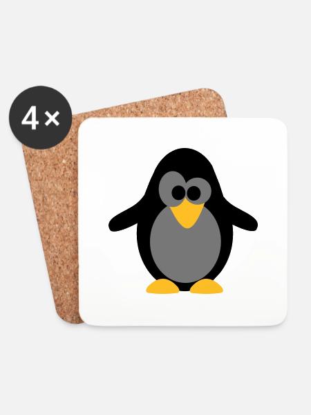 Pinguin - Untersetzer (4er-Set) - Weiß