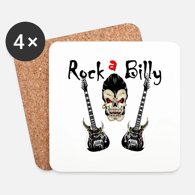 skull rockabilly - Untersetzer (4er-Set) - Weiß