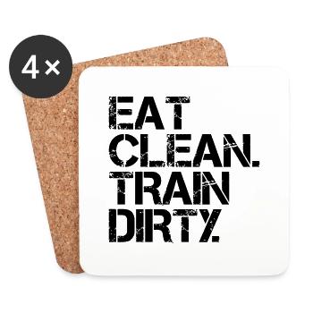 Eat Clean Train Dirty - Dessous de verre (lot de 4) - blanc - Devant
