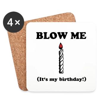 Blow me - It's my birthday - Coasters (set of 4) - white - Front