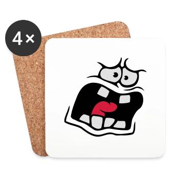 Screaming Anxious Comic Cartoon Face - Coasters (set of 4) - white - Front