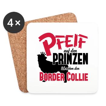 Hundeshirt: Ich nehm den Border Collie - Untersetzer (4er-Set) - Weiß - Vorne