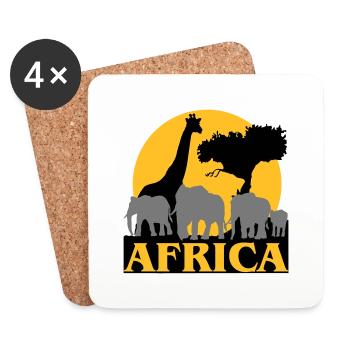 Afrique - Coucher de soleil dans la savane - Dessous de verre (lot de 4) - blanc - Devant