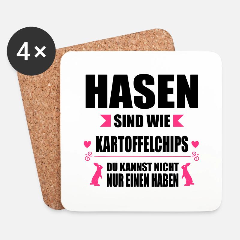 Hasen sind wie Chips - Untersetzer (4er-Set) - Weiß