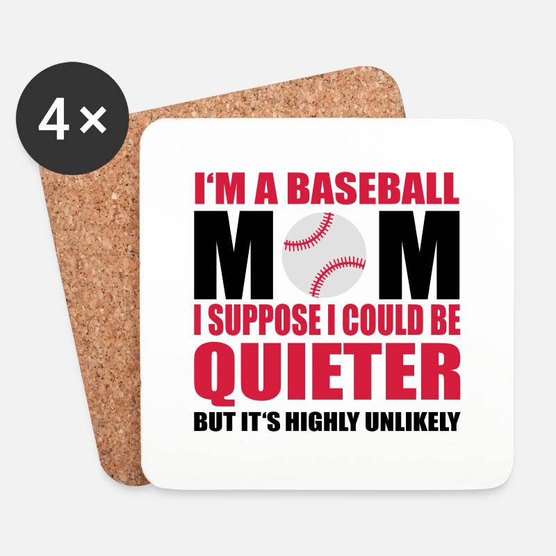 Baseball mom - Untersetzer (4er-Set) - Weiß