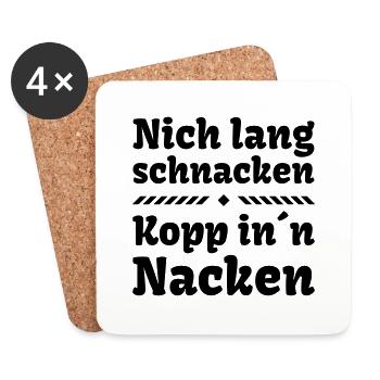 nich lang schnacken Kopp in Nacken Party Feier - Untersetzer (4er-Set) - Weiß - Vorne