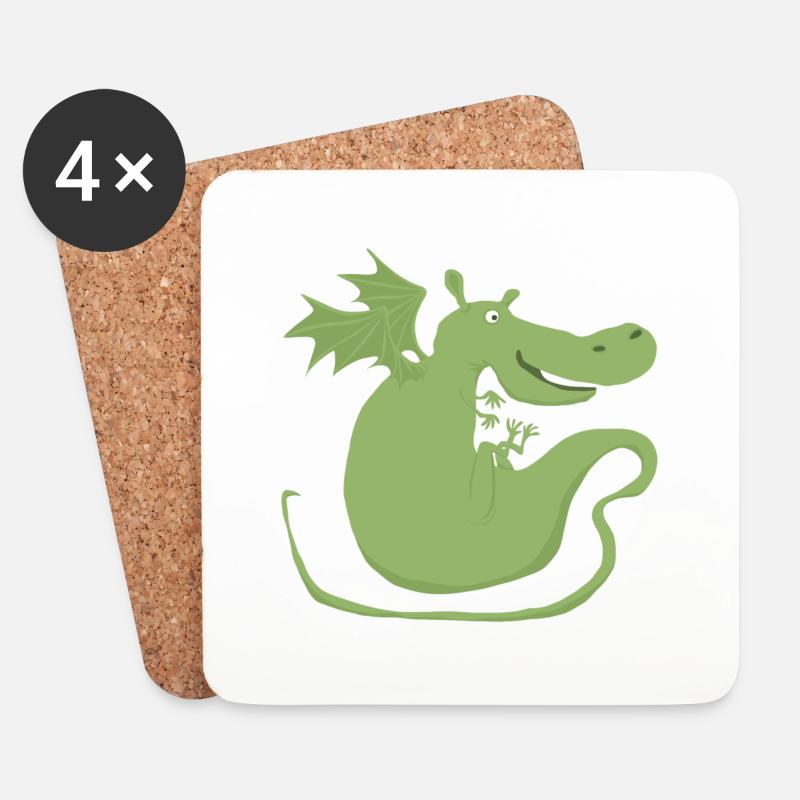Drache - Untersetzer (4er-Set) - Weiß