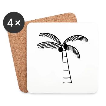 Palme - Untersetzer (4er-Set) - Weiß - Vorne