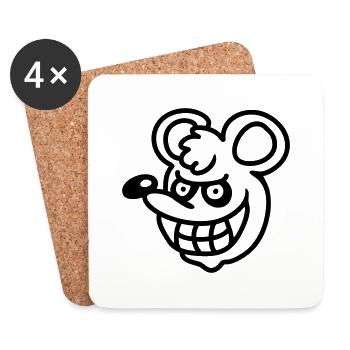 Vampire mouse - line - Coasters (set of 4) - white - Front