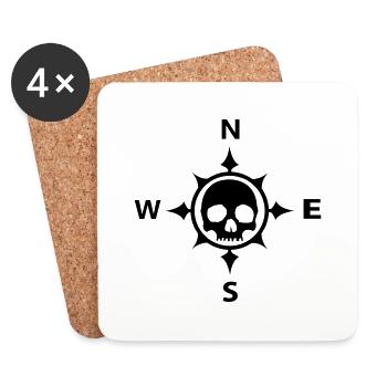 Skull Kompass Schädel - Untersetzer (4er-Set) - Weiß - Vorne