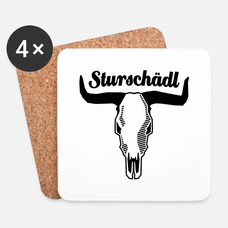 Sturschädl - schwarz - Untersetzer (4er-Set) - Weiß