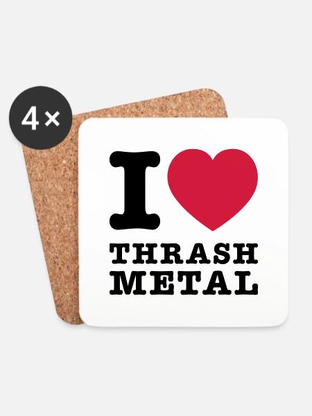 I Love Thrash Metal 2 - Untersetzer (4er-Set) - Weiß