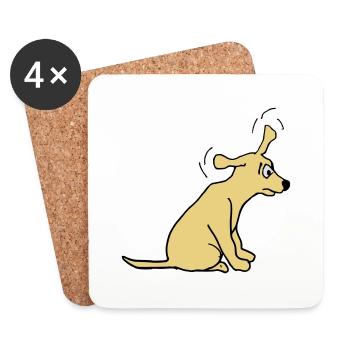 Chien - Dessous de verre (lot de 4) - blanc - Devant