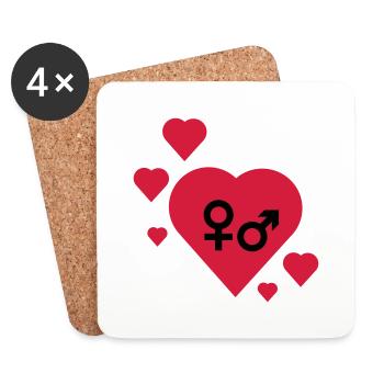 Symbole im Herz - Untersetzer (4er-Set) - Weiß - Vorne