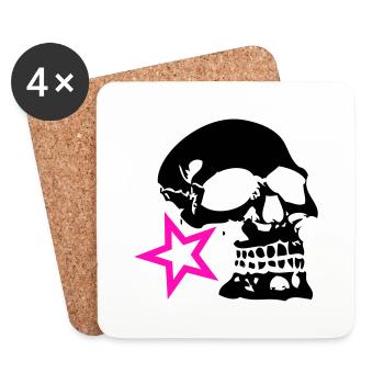 tete de mort crane profil etoile logo - Dessous de verre (lot de 4) - blanc - Devant