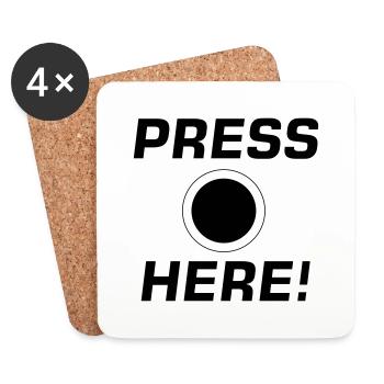 Press Here! - Untersetzer (4er-Set) - Weiß - Vorne
