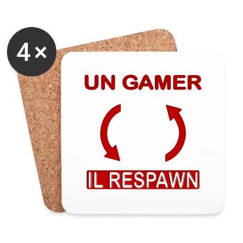 "Un gamer respawn" t-shirt humour geek - Dessous de verre (lot de 4) - blanc - Devant