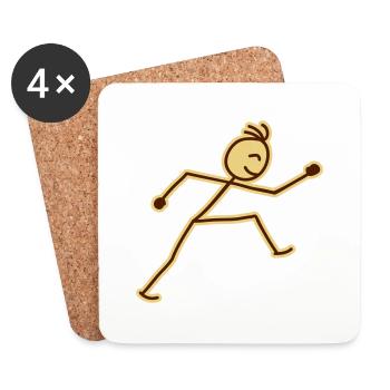 walking_stick_figure_2c - Untersetzer (4er-Set) - Weiß - Vorne