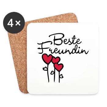 BFF with heart - Coasters (set of 4) - white - Front