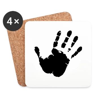 Main - Hand - Dessous de verre (lot de 4) - blanc - Devant