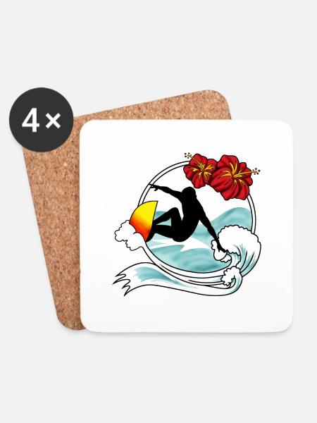 ein Surfer in der Welle - Untersetzer (4er-Set) - Weiß