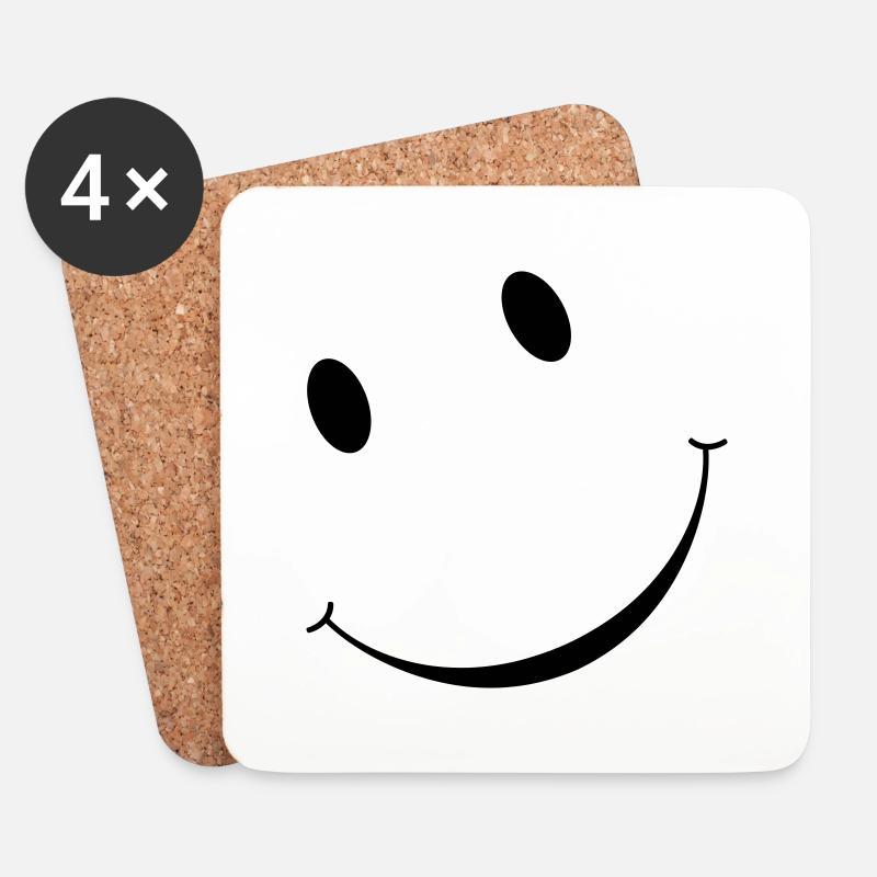 Smiley - Untersetzer (4er-Set) - Weiß