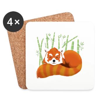 Panda roux - Dessous de verre (lot de 4) - blanc - Devant