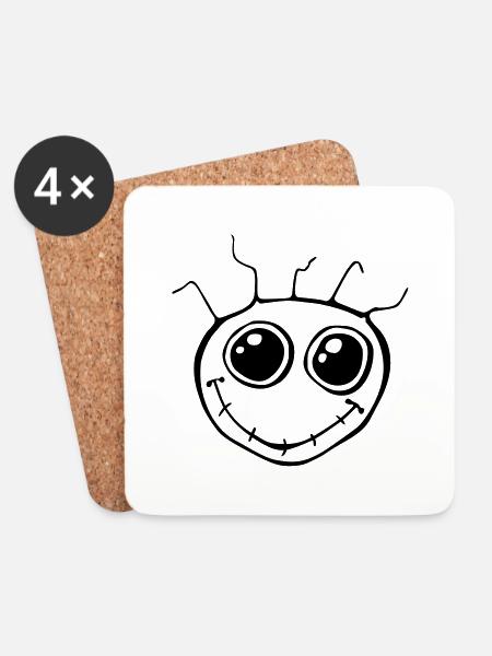 Fantazia Smiley Face - Coasters (set of 4) - white