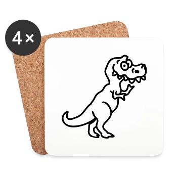 Tyrannosaurus Rex - ligne - Dessous de verre (lot de 4) - blanc - Devant
